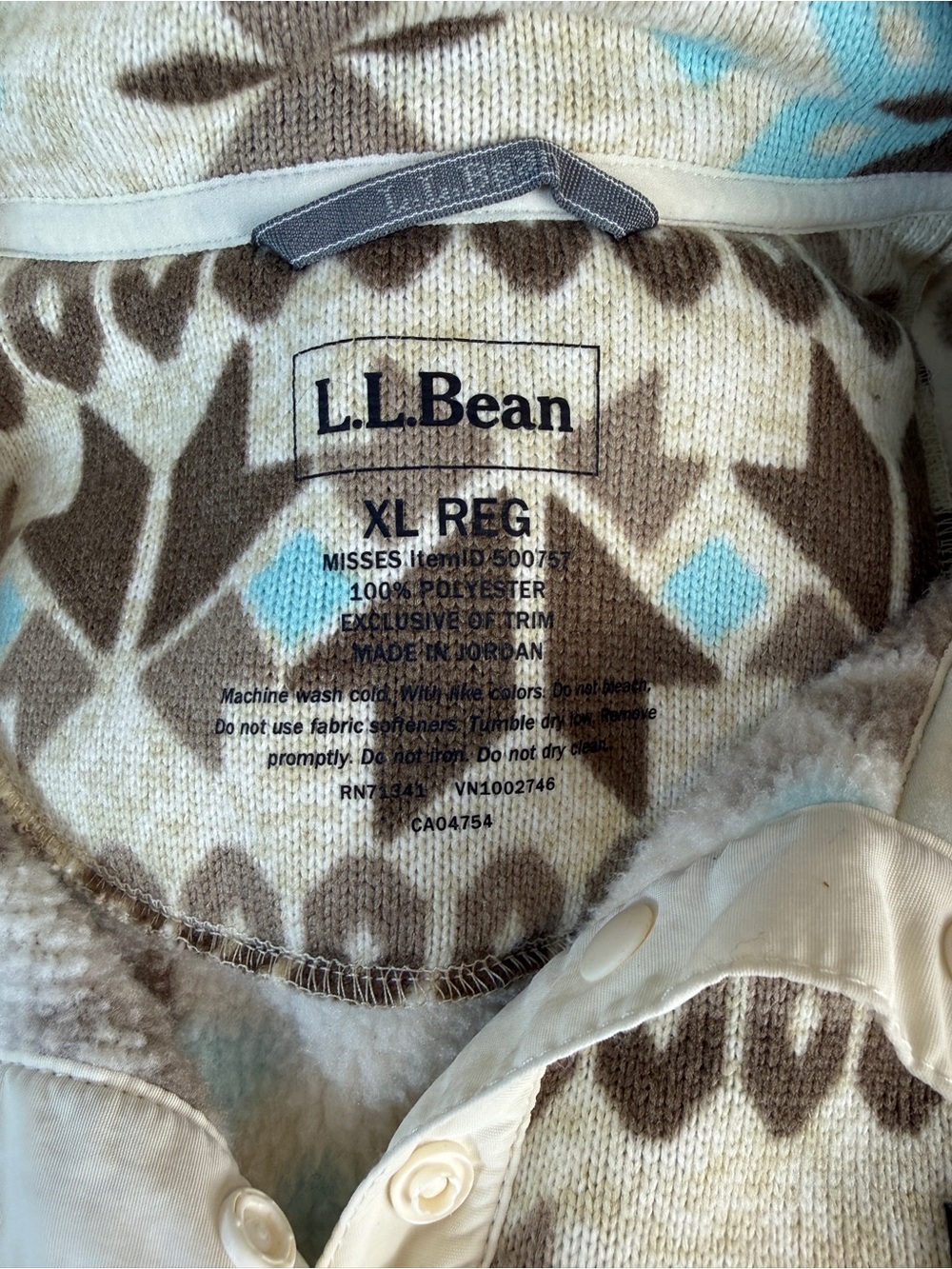 L.L. Bean Nordic Fair Isle Snap Pullover - Picture 2 of 5
